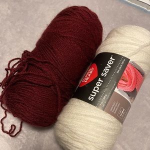 Cotton Yarn Burgundy and White